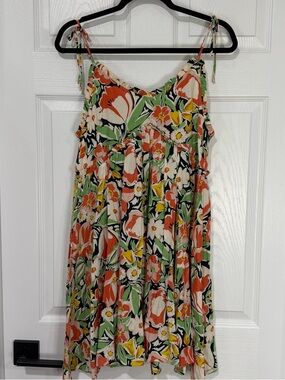 Patrons of Peace Coral, Green & Yellow Floral dress